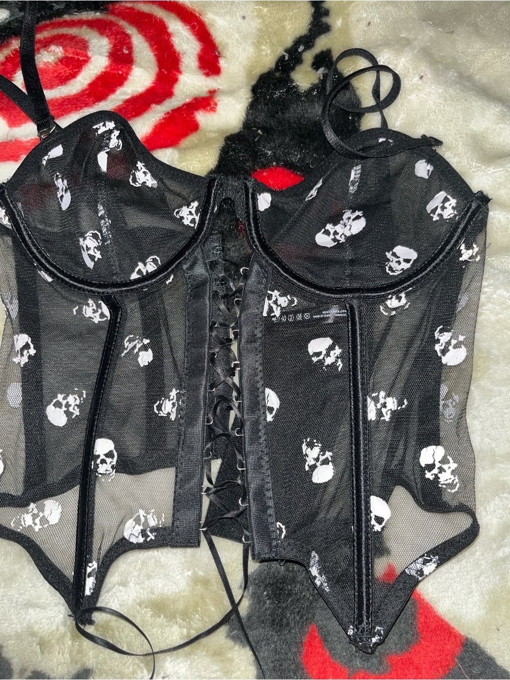 Spencer's Body Rage corset with Skull print -size S